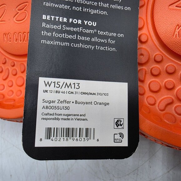 Allbirds Sugar Zeffer Mens 13 Orange Open Toe Slip On Sandals Summer Beach Walk - Picture 7 of 11